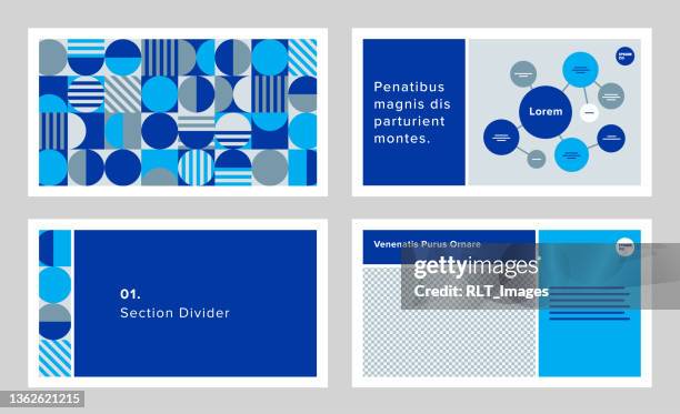 modular presentation design template with modern geometric graphics - title page stock illustrations