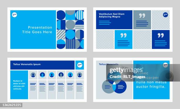 illustrations, cliparts, dessins animés et icônes de modèle de conception de présentation modulaire avec graphiques géométriques modernes - diaporama