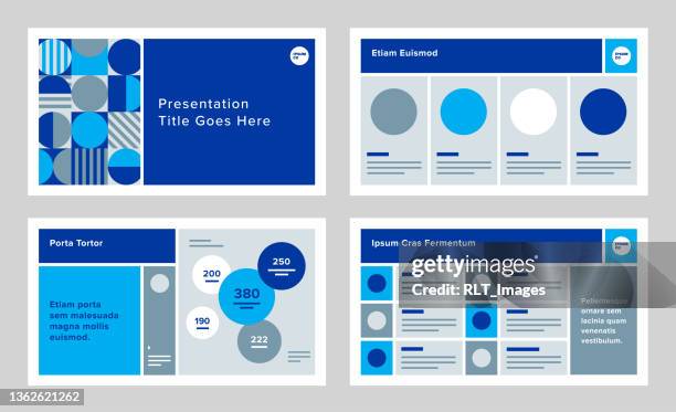 modular presentation design template with modern geometric graphics - slide show stock illustrations