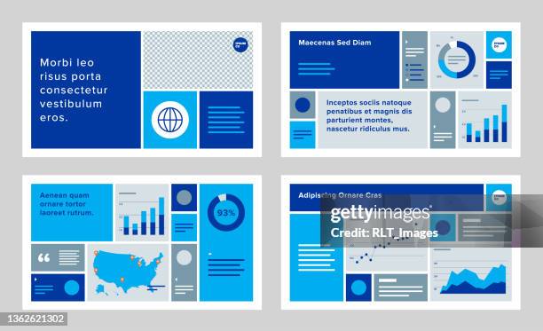 ilustrações de stock, clip art, desenhos animados e ícones de modular presentation design template with modern geometric graphics - apresentação de diapositivos