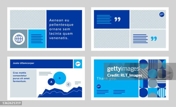 modular presentation design template with modern geometric graphics - modularity stock illustrations