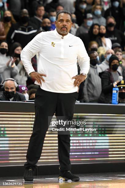 Head coach Ed Cooley of the Providence Friars looks on during a college basketball game against the Seton Hall Pirates at the Dunkin' Donuts Center...