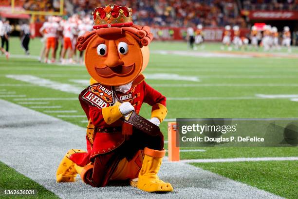 General view of the Cheez-It mascot posing with the MVP belt during the fourth quarter of the game between the Clemson Tigers and the Iowa State...