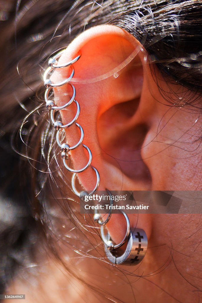 Style of ear piercing called Helix Piercing