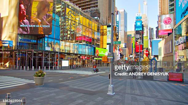 panoramic view of times square - times square manhattan stock pictures, royalty-free photos & images