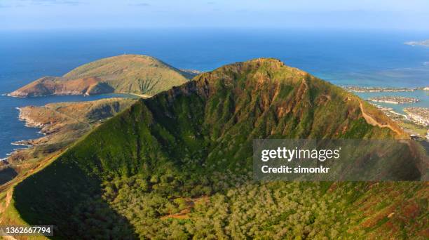 view of diamond head crater - 鑽石山 個照片及圖片檔