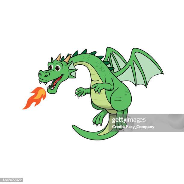 illustrazioni stock, clip art, cartoni animati e icone di tendenza di illustrazione vettoriale a colori delle pagine del libro da colorare delle attività per bambini con immagini del drago del personaggio. - dragon