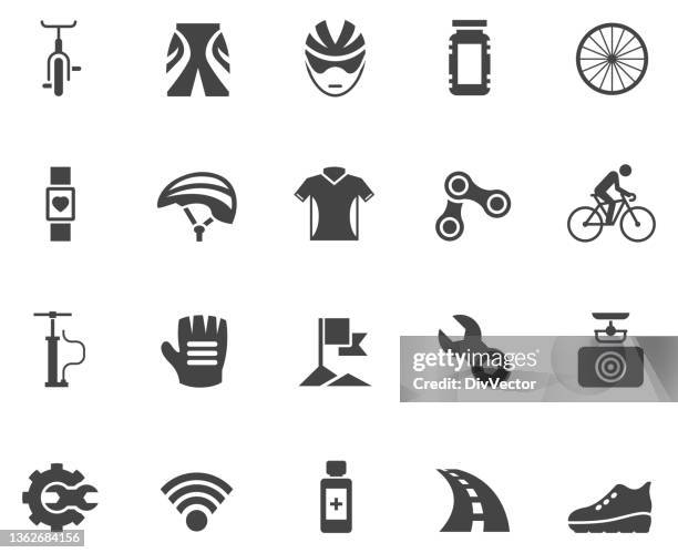 cycling icon set - motorcycle jacket stock illustrations