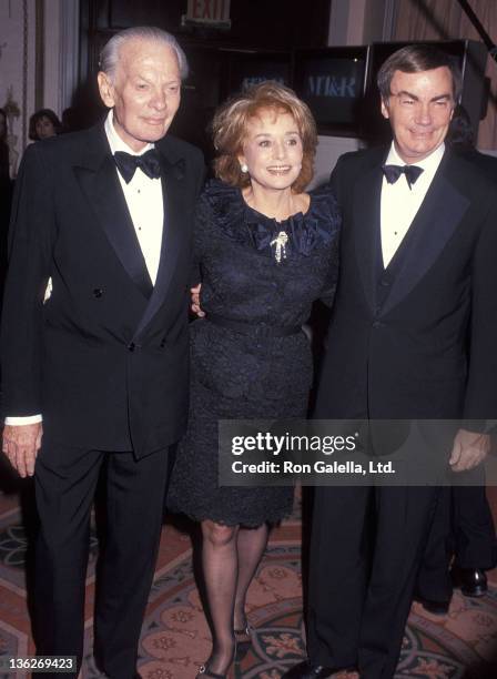 Newscaster David Brinkley, TV journalist Barbara Walters and TV journalist Sam Donaldson attend the Museum of Television & Radio Honors David...