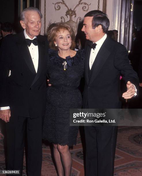 Newscaster David Brinkley, TV journalist Barbara Walters and TV journalist Sam Donaldson attend the Museum of Television & Radio Honors David...