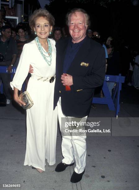 Journalist Barbara Walters and TV journalist Roone Arledge attend "The Edge" East Hampton Premiere on August 16, 1997 at the East Hampton Cinema in...