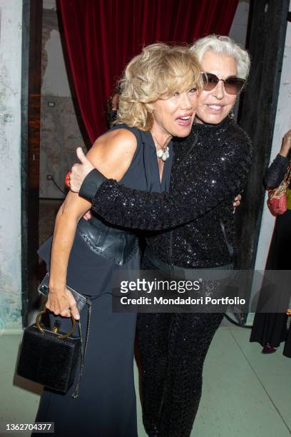 Italian designer Chiara Boni with Italian actress Nancy Brilli on the occasion of the party for her 50 years of activity, organized during the Milan...