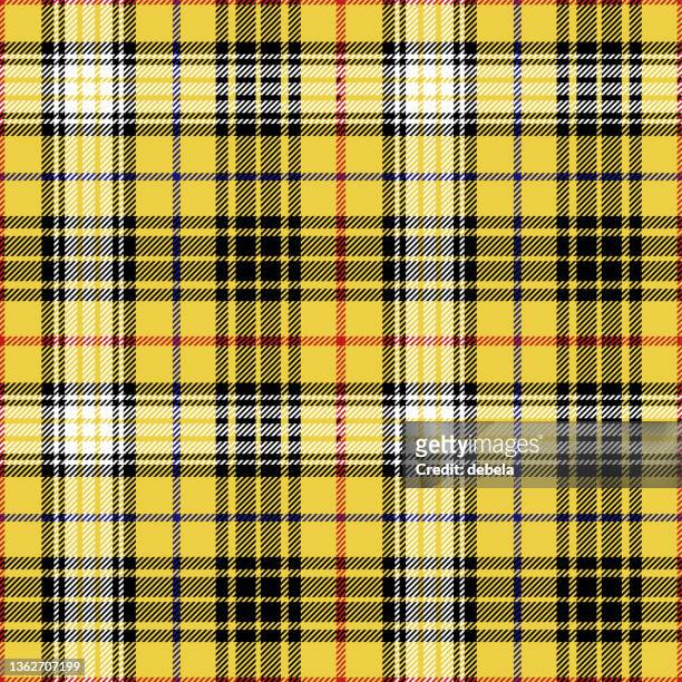 illustrazioni stock, clip art, cartoni animati e icone di tendenza di giallo rosso e nero scozzese tartan plaid pattern fabric swatch - cultura scozzese