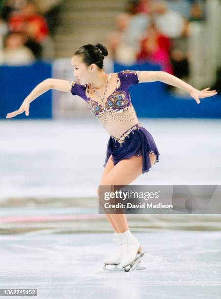 Michelle Kwan of the USA skates her Free Skate program of the Ladies' Singles Competition of the 1996 United States Figure Skating Championships on...