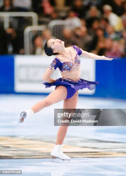 Michelle Kwan of the USA skates her Free Skate program of the Ladies' Singles Competition of the 1996 United States Figure Skating Championships on...