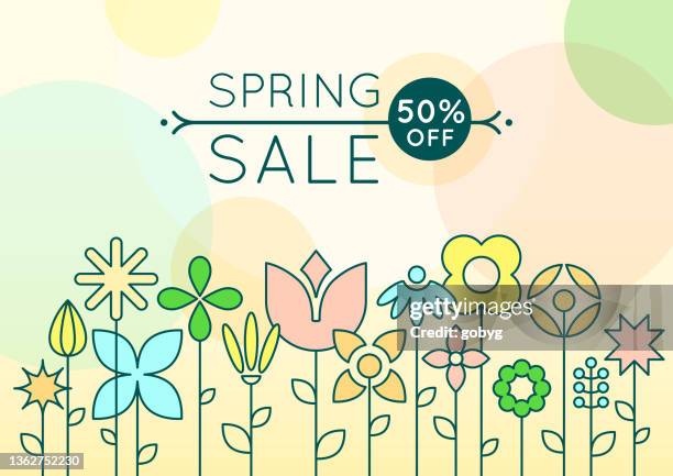 ilustrações de stock, clip art, desenhos animados e ícones de geometric floral background - tulipa