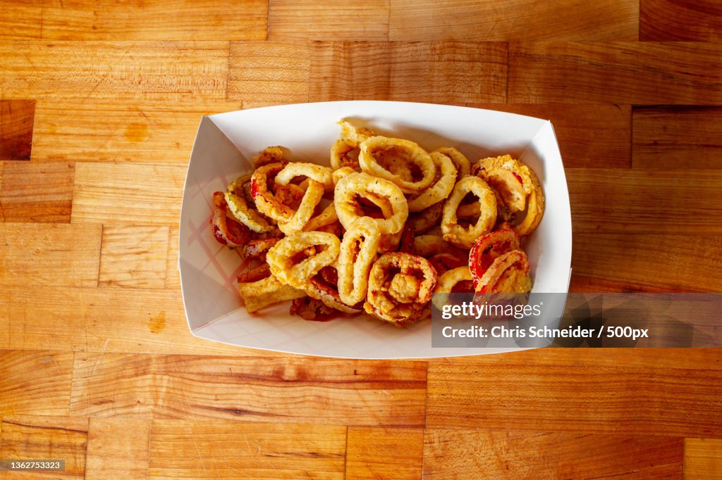 American food,High angle view of food in plate on table,Rhode Island,United States,USA