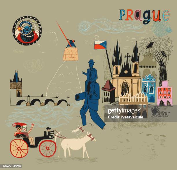 prague - charles bridge stock illustrations
