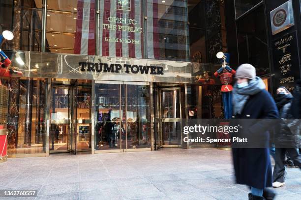 Pedestrians walk past Trump Tower on January 04, 2022 in New York City. Subpoenas have been issued from the New York attorney general's office to...