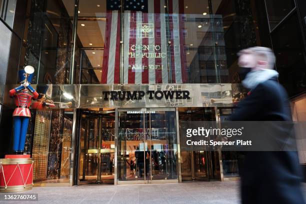 Pedestrians walk past Trump Tower on January 04, 2022 in New York City. Subpoenas have been issued from the New York attorney general's office to...
