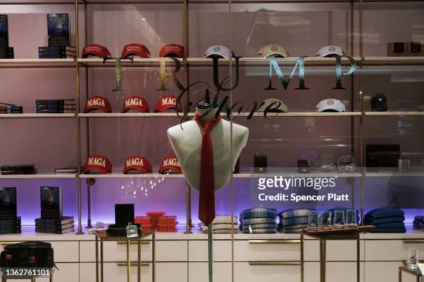 Donald Trump merchandise is seen at a store in Trump Tower on January 04, 2022 in New York City. Subpoenas have been issued from the New York...