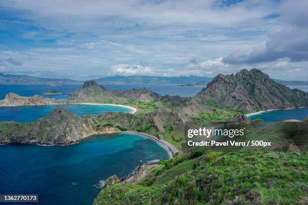 beautiful padar island in the waters of the komodo islands - pulau komodo stock pictures, royalty-free photos & images