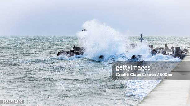 scenic view of sea against clear sky,helgoland,germany - helgoland stock-fotos und bilder