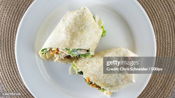 american food,directly above shot of food in plate on table,massachusetts,united states,usa - lavash stock-fotos und bilder