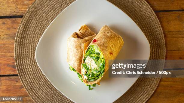 american food,directly above shot of breakfast served in plate on table,rhode island,united states,usa - lavash stock-fotos und bilder