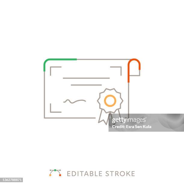 ilustrações de stock, clip art, desenhos animados e ícones de certificate multicolor line icon with editable stroke - certification-icon