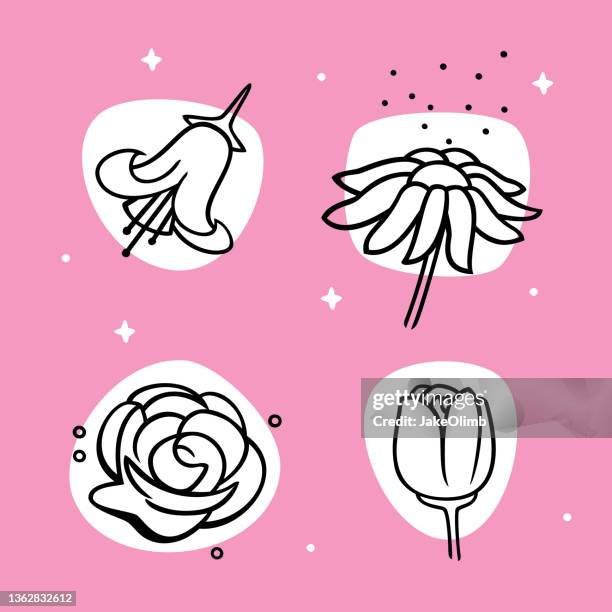 flower doodles - smelling roses stock illustrations