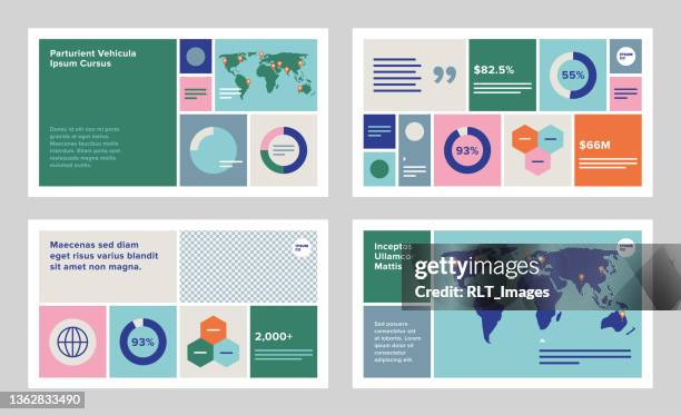 modular presentation design template with modern geometric graphics - united states map infographic chart stock illustrations