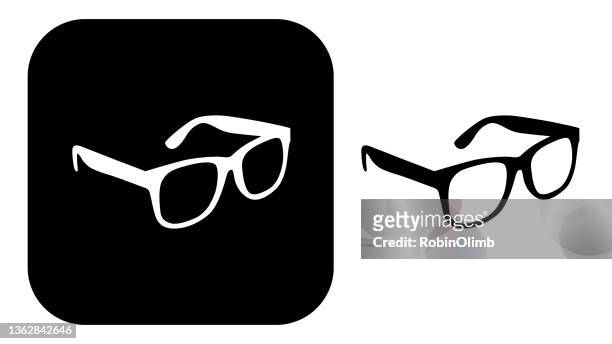 stockillustraties, clipart, cartoons en iconen met black and white eyeglasses icon - zonnebril
