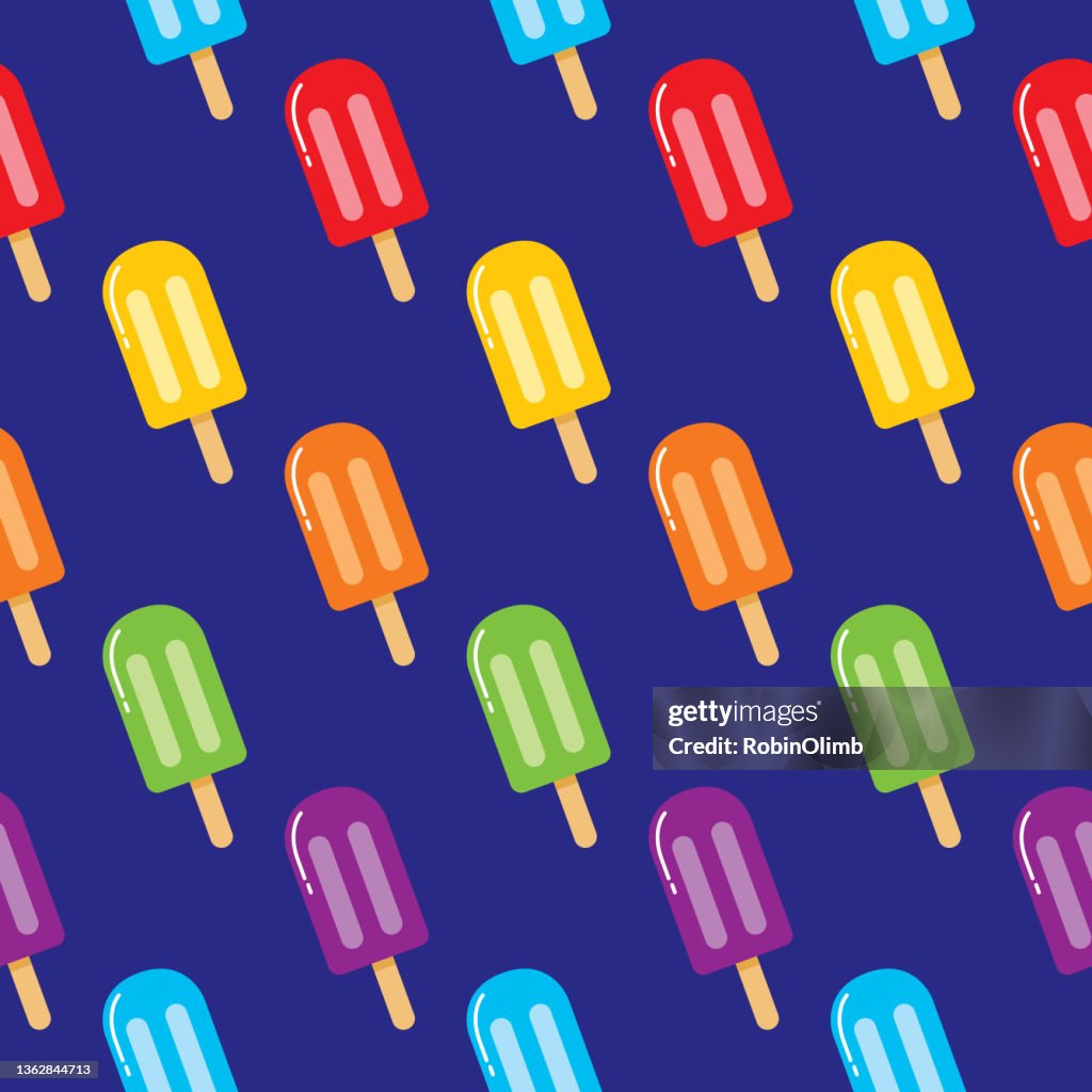 Cute Colorful Popsicles Seamless Pattern