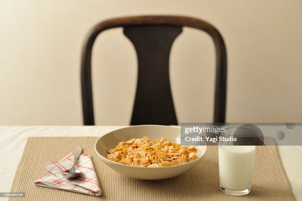 Healthy cereal food with milk