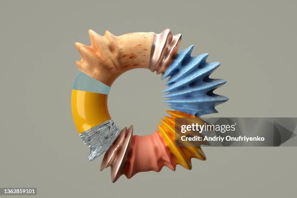 abstract multicolored donut chart - circular economy stock pictures, royalty-free photos & images