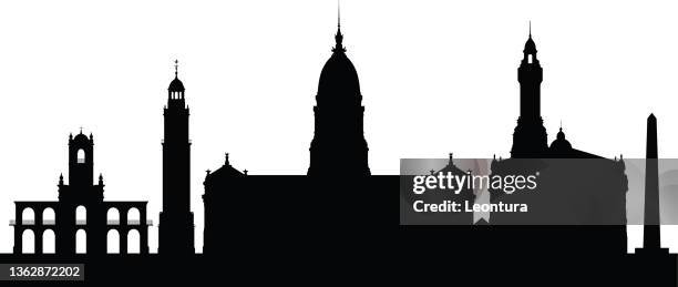 buenos aires skyline silhouette (all buildings are complete, moveable and highly detailed) - buenos aires plaza de mayo stock illustrations
