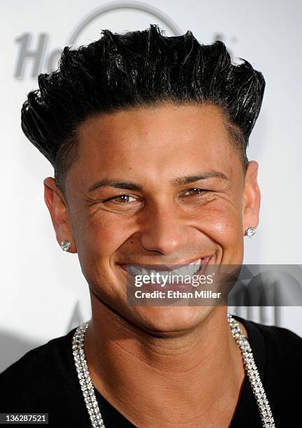 Television personality DJ Paul "Pauly D" DelVecchio arrives at the Vanity Nightclub at the Hard Rock Hotel & Casino to perform at "Absolution - A...