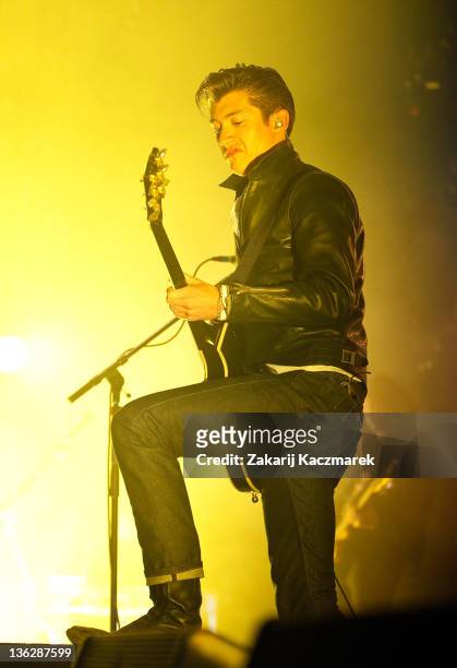Alex Turner of Arctic Monkeys performs on stage on day three of the Falls Music Festival on December 31, 2011 in Lorne, Australia.