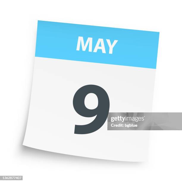 may 9 - daily calendar on white background - 9 may stock illustrations