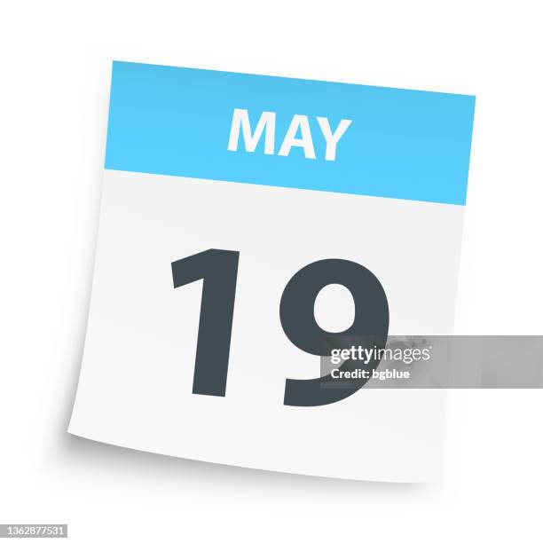 may 19 - daily calendar on white background - number 19 stock illustrations