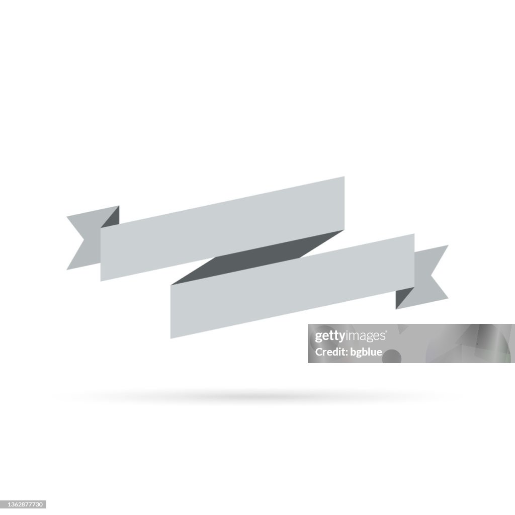 Grey Ribbons Border Gray Ribbon Isolated On White Background Design Element High-Res Vector ...