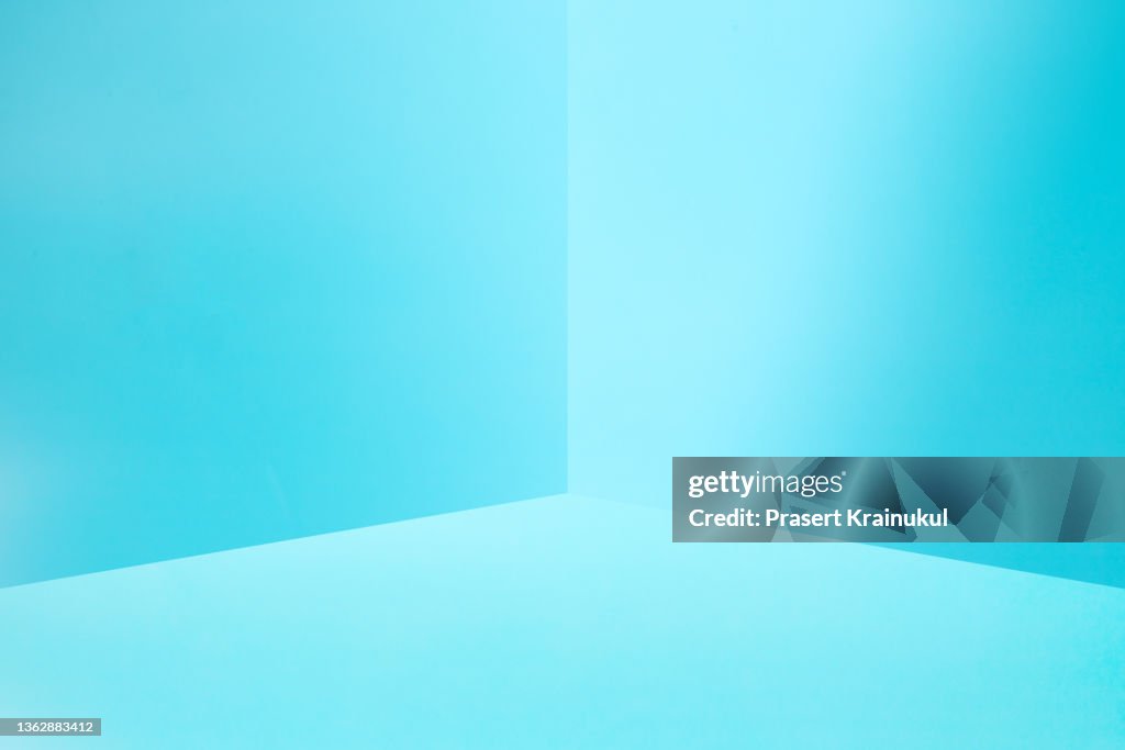 Blue floor and wall background. For montage product or text