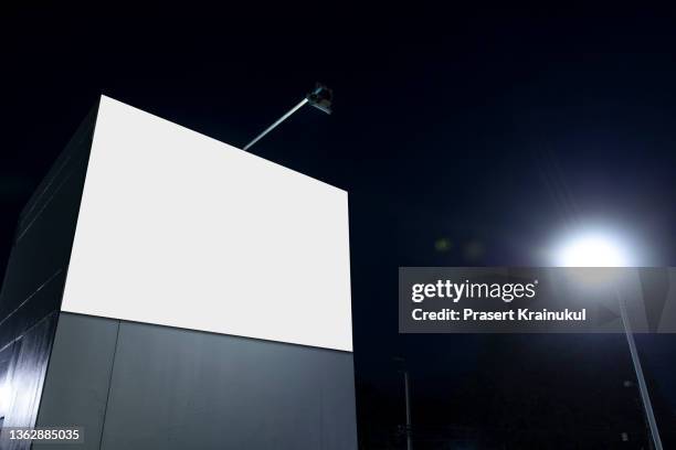 billboard screen at night. mockup - picture frame stand stock pictures, royalty-free photos & images