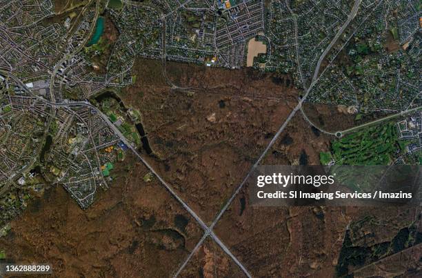 satellite image, brussels, belgium - brussels map photo stock pictures, royalty-free photos & images