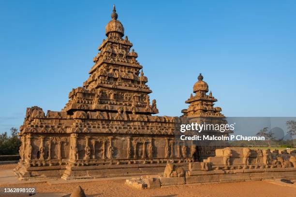 shore temple, mahabalipuram (mamallapuram), tamil nadu, india - tamil nadu stockfoto's en -beelden