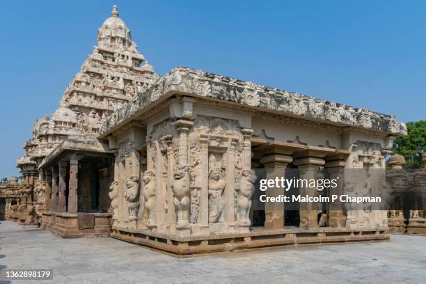 kanchipuram - kailasanathar (kailasanatha) shiva temple, tamil nadu, india - tamil nadu stockfoto's en -beelden