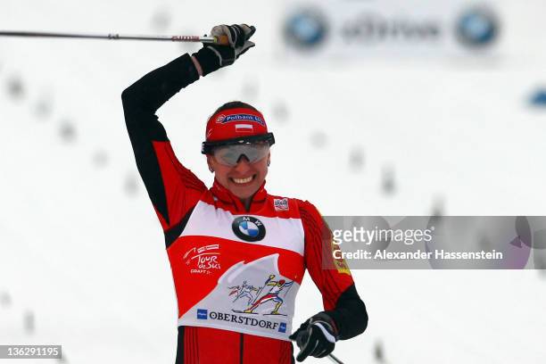 Justyna Kowalczyk of Poland wins the women's 1.2 km classic sprint event for the FIS Cross Country World Cup Tour de Ski on December 31, 2011 in...