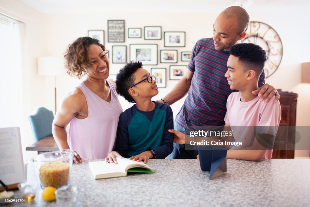 Family bonding in kitchen