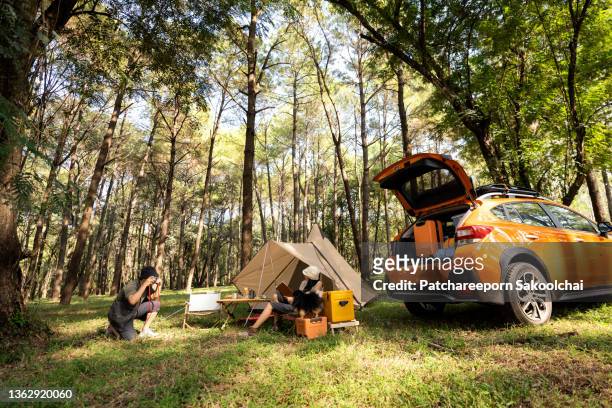 camping site - land vehicle stock pictures, royalty-free photos & images